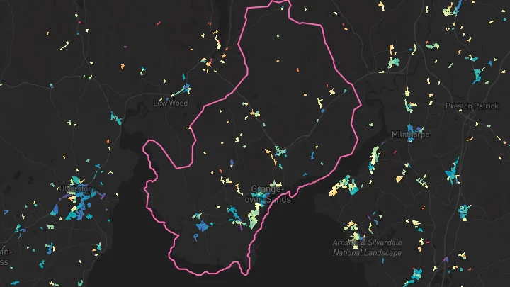 House price heatmap showing property values across Grange-Over-Sands