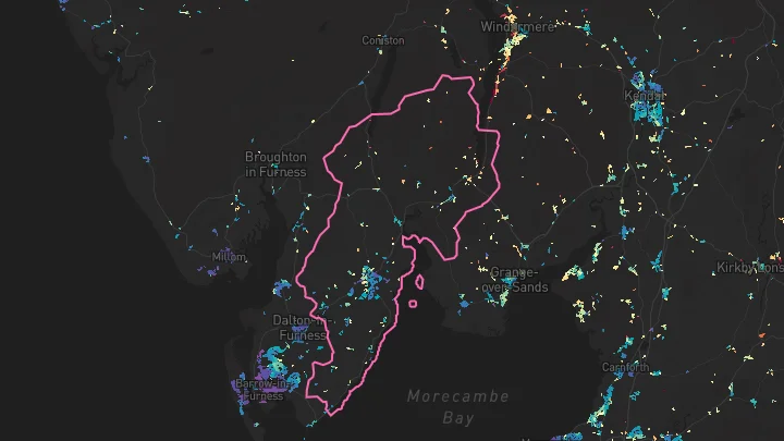 House price heatmap showing property values across Ulverston