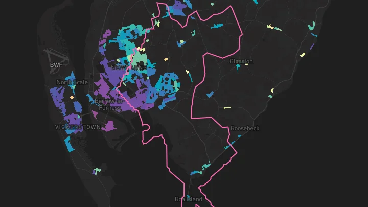 House price heatmap showing property values across Barrow-In-Furness