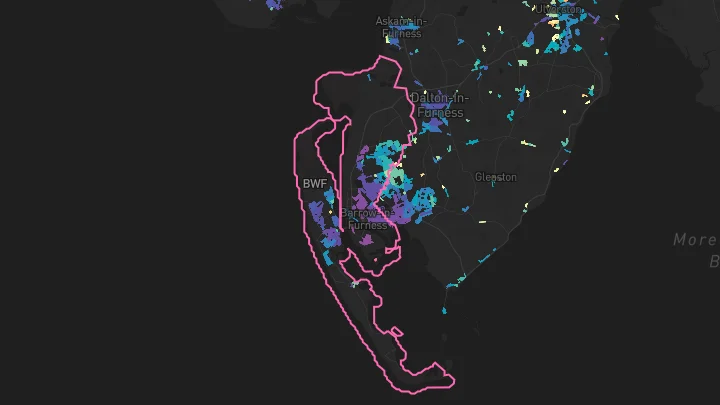 House price heatmap showing property values across Barrow-In-Furness