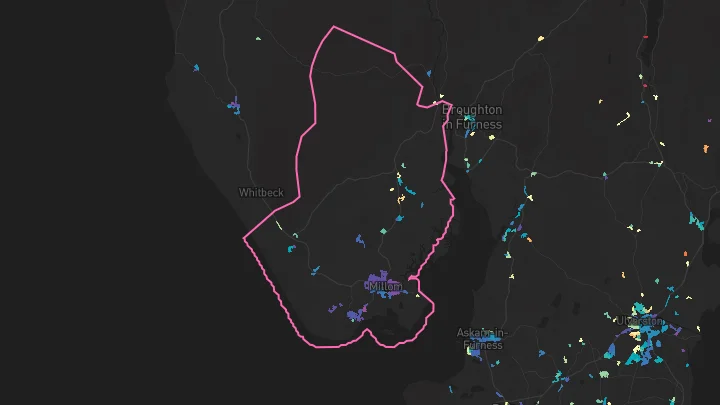 House price heatmap showing property values across Millom