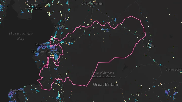 House price heatmap showing property values across Galgate