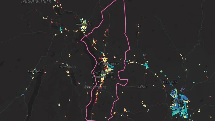 House price heatmap showing property values across Bowness On Windermere