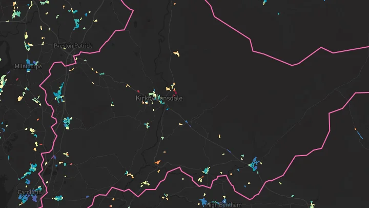 House price heatmap showing property values across Kirkby Lonsdale