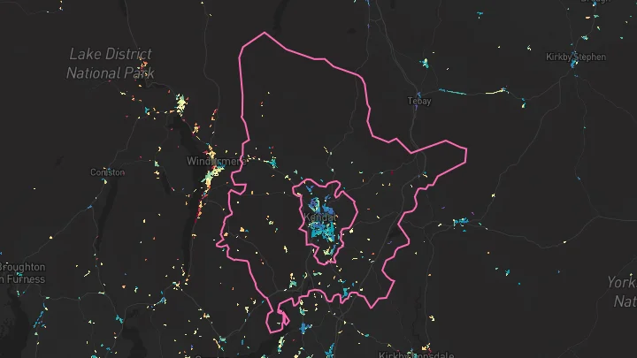 House price heatmap showing property values across Staveley