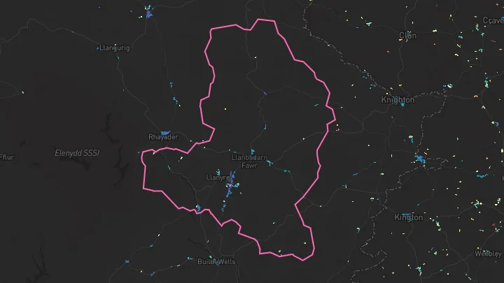 House price heatmap showing property values across Llandrindod Wells