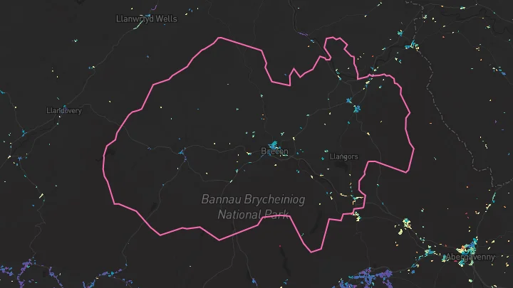 House price heatmap showing property values across Brecon