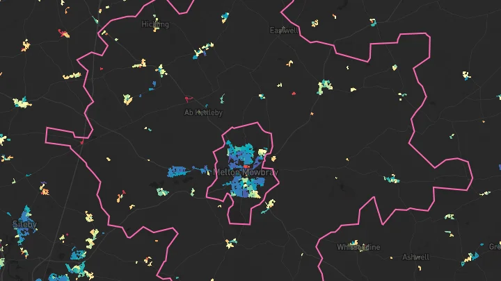 House price heatmap showing property values across Asfordby