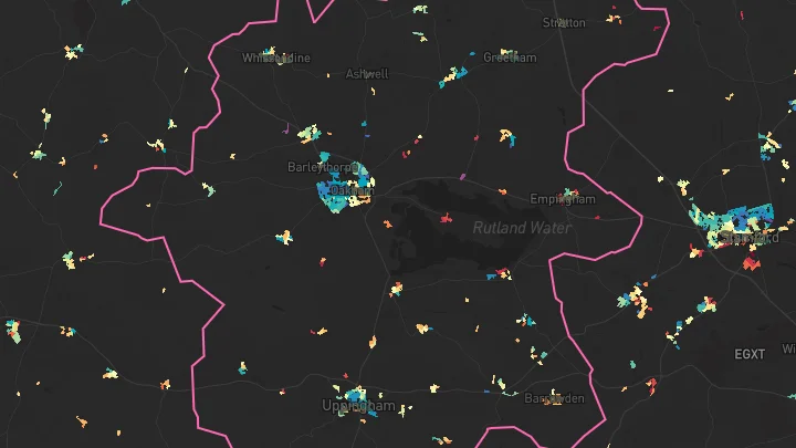 House price heatmap showing property values across Oakham