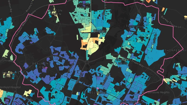 House price heatmap showing property values across Leicester