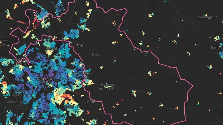 House price heatmap showing property values across Syston