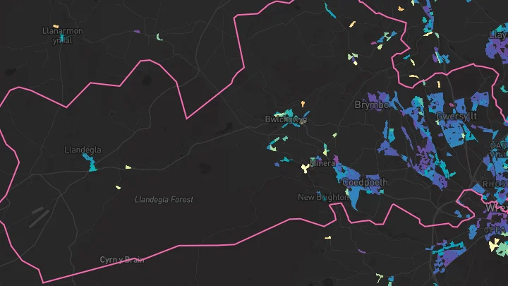 House price heatmap showing property values across Gwersyllt