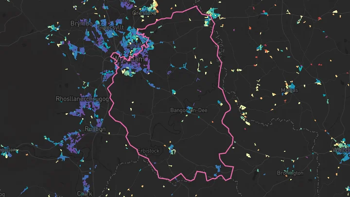 House price heatmap showing property values across Wrexham