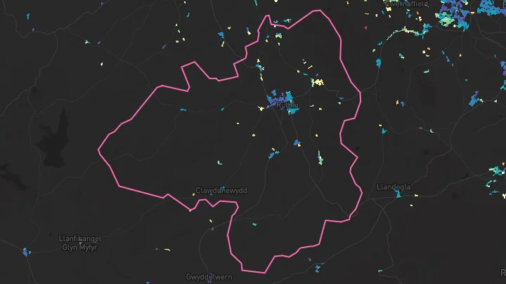 House price heatmap showing property values across Ruthin
