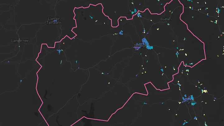 House price heatmap showing property values across Denbigh
