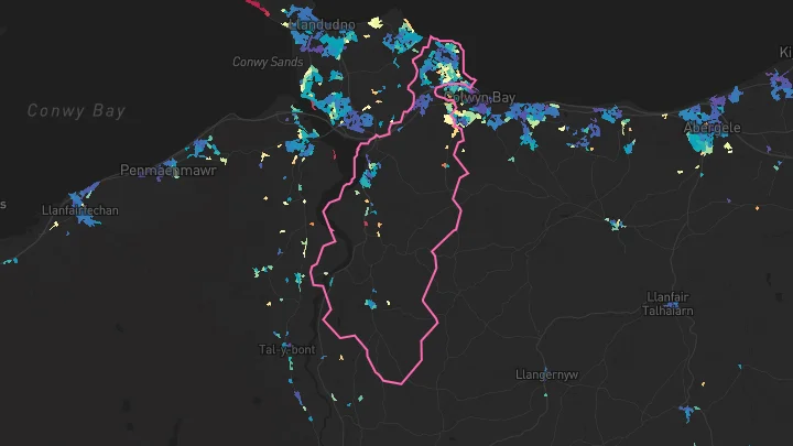 House price heatmap showing property values across Rhos On Sea