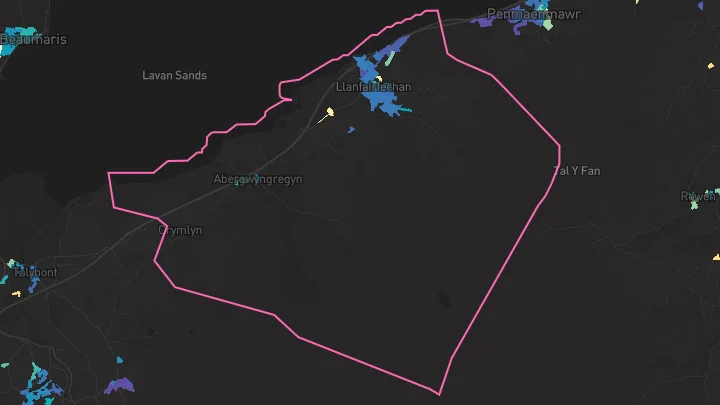 House price heatmap showing property values across Llanfairfechan