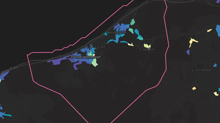 House price heatmap showing property values across Penmaenmawr