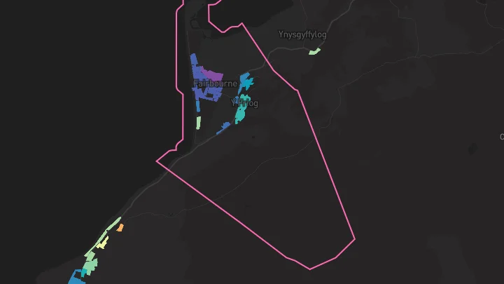 House price heatmap showing property values across Fairbourne