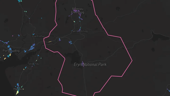 House price heatmap showing property values across Blaenau Ffestiniog