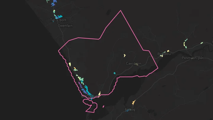 House price heatmap showing property values across Barmouth