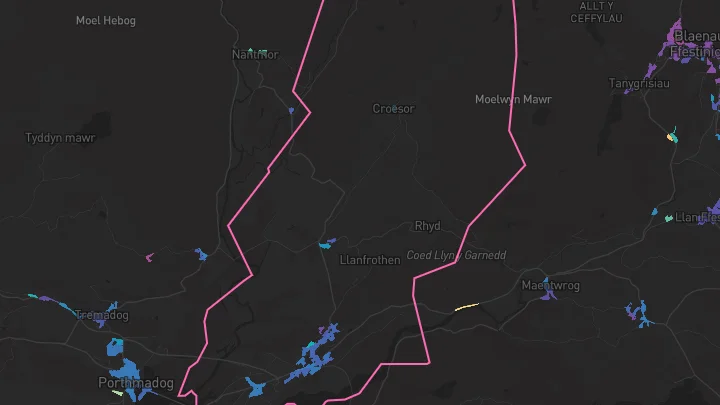 House price heatmap showing property values across Penrhyndeudraeth