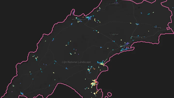 House price heatmap showing property values across Abersoch