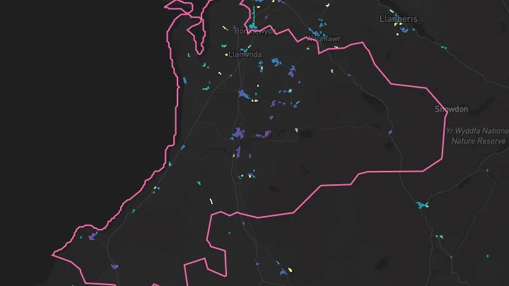 House price heatmap showing property values across Penygroes