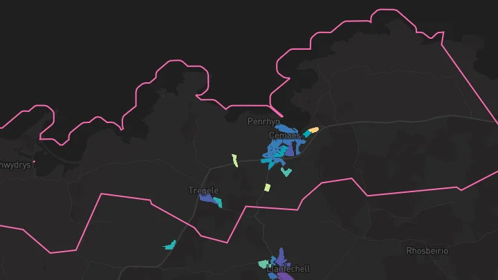 House price heatmap showing property values across Cemaes Bay