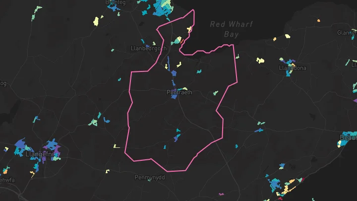 House price heatmap showing property values across Pentraeth