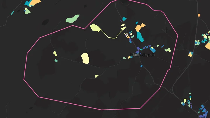 House price heatmap showing property values across Llanbedrgoch