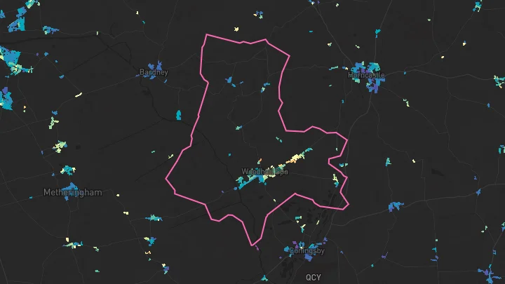 House price heatmap showing property values across Woodhall Spa