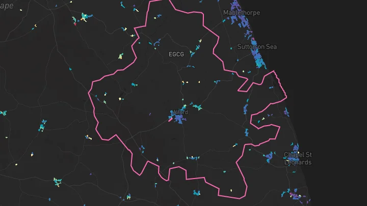 House price heatmap showing property values across Alford