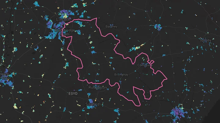 House price heatmap showing property values across Bracebridge Heath