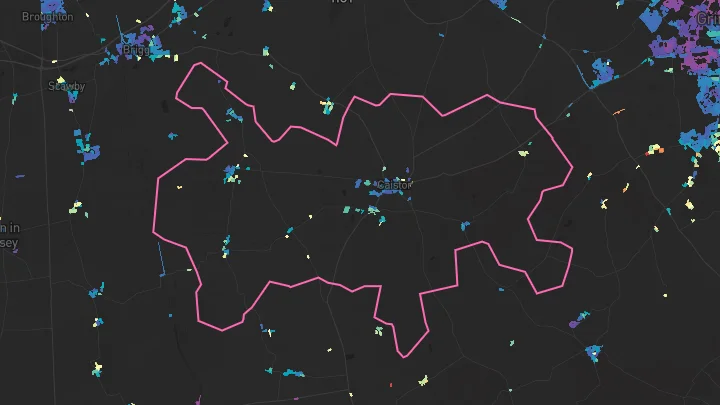 House price heatmap showing property values across Caistor