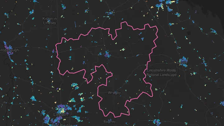 House price heatmap showing property values across Wragby