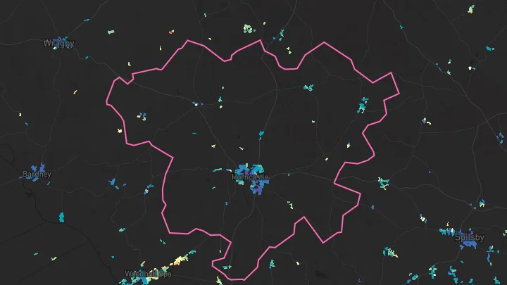 House price heatmap showing property values across Horncastle