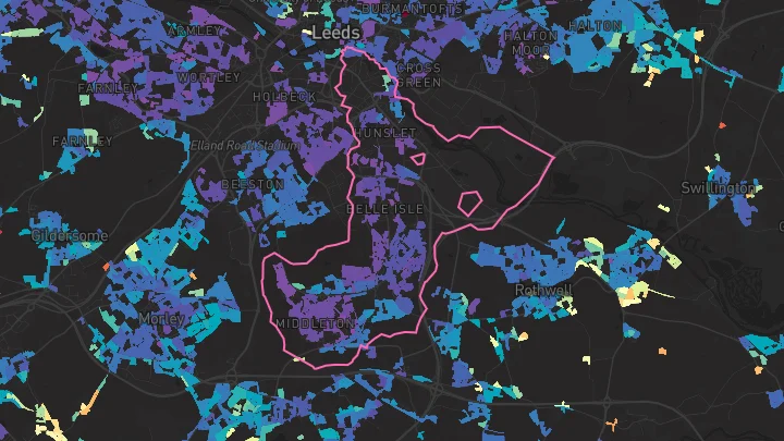 House price heatmap showing property values across Leeds