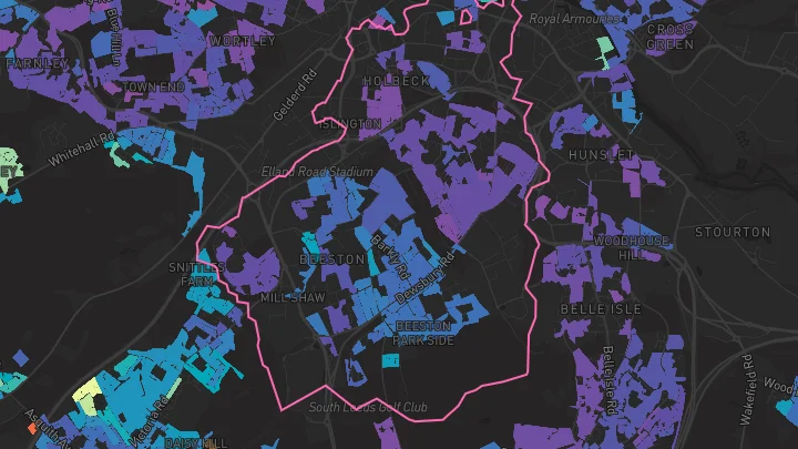 House price heatmap showing property values across Leeds
