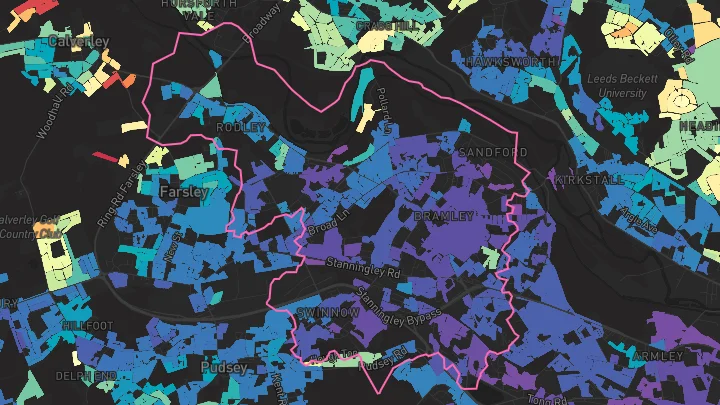 House price heatmap showing property values across Leeds