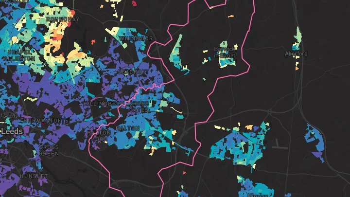 House price heatmap showing property values across Leeds