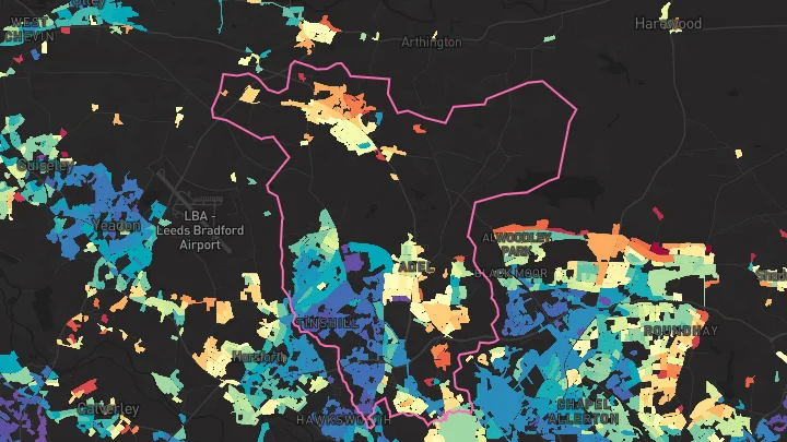 House price heatmap showing property values across Leeds