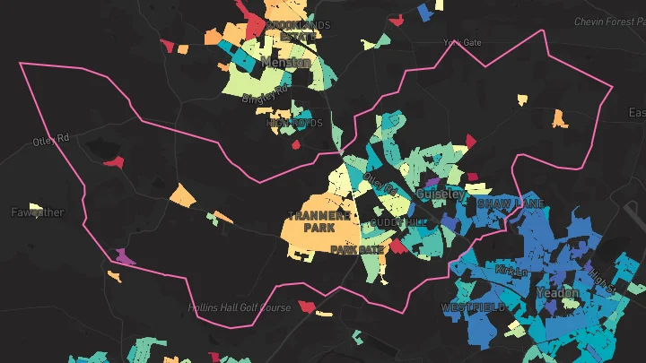 House price heatmap showing property values across Guiseley