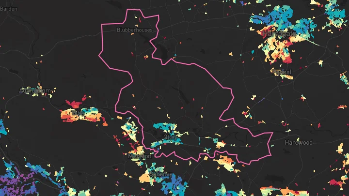 House price heatmap showing property values across Otley
