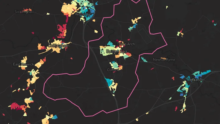 House price heatmap showing property values across Boston Spa
