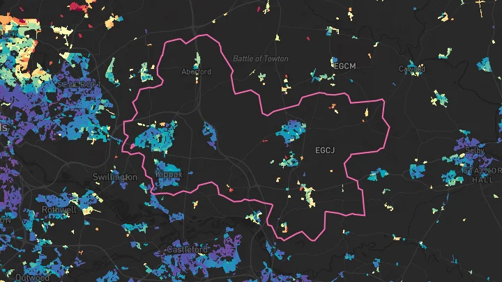 House price heatmap showing property values across Garforth