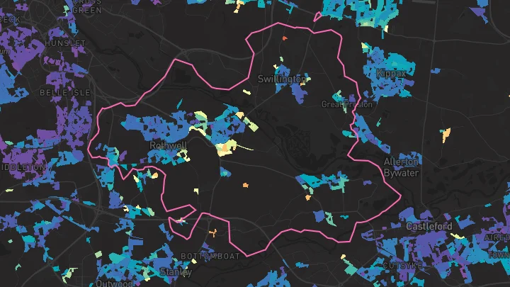 House price heatmap showing property values across Rothwell