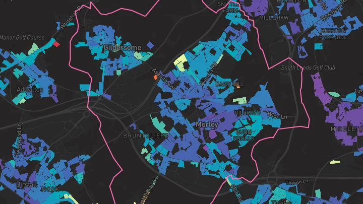 House price heatmap showing property values across Morley