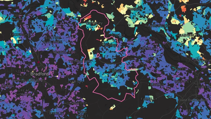 House price heatmap showing property values across Farsley