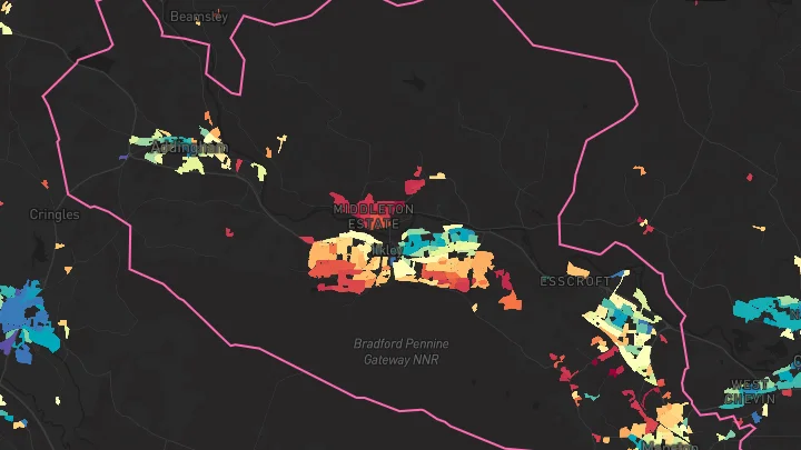 House price heatmap showing property values across Burley In Wharfedale